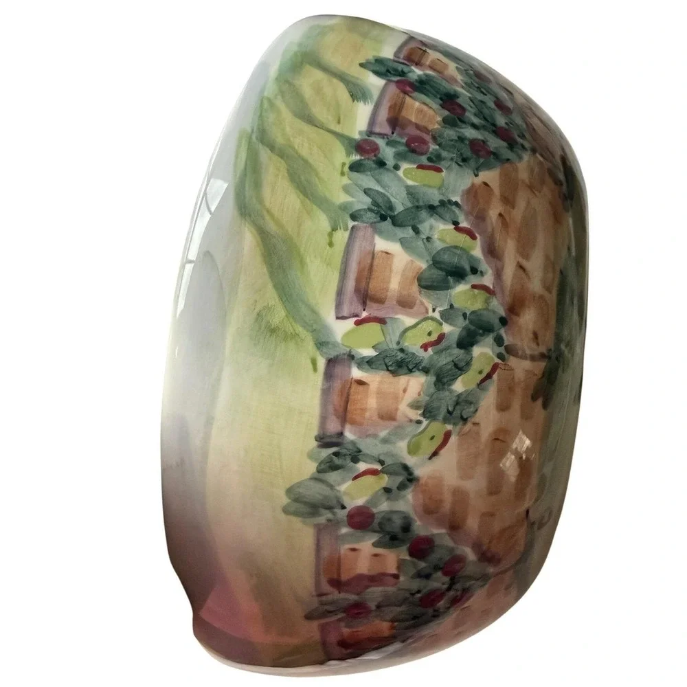 Michal Sparks Estate of Mind Bowl Zrike‎ Hand Painted Green Cornucopia Vintage